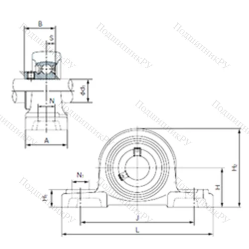 Подшипниковый узел шариковый радиальный BP 204
