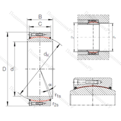 Подшипник скольжения сферический GE 900 DW-2RS 2