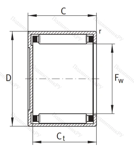 Игольчатый подшипник BK 1212 A от производителя  INA