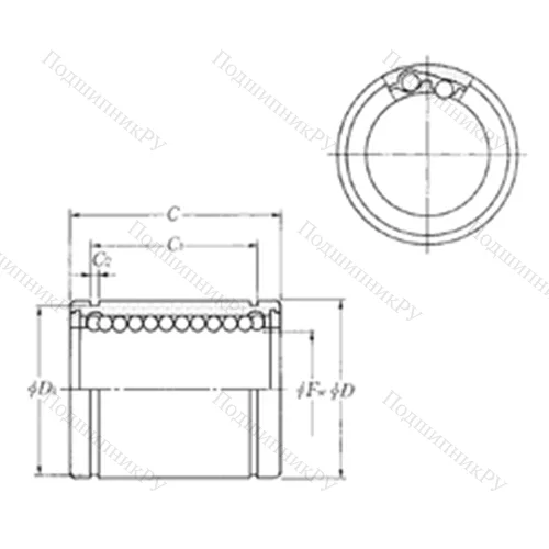 Подшипник шариковый линейный KLM 03LL