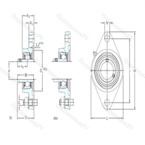 Подшипниковый узел шариковый радиальный FYT 1. TF
