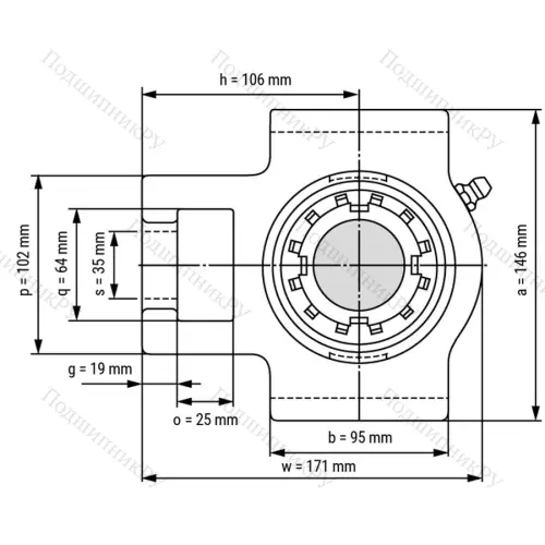 Подшипниковый узел UKT 211+H 2311 - Вал: 50 мм