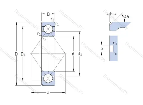 Радиально-упорный шариковый подшипник QJ 315 N 2MA от производителя  SKF