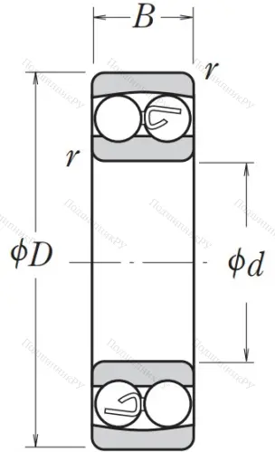 Двухрядный шариковый подшипник 2210 2RSTNG от производителя  NSK