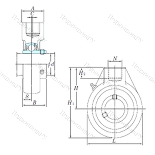 Подшипниковый узел шариковый радиальный UCHA 209-26