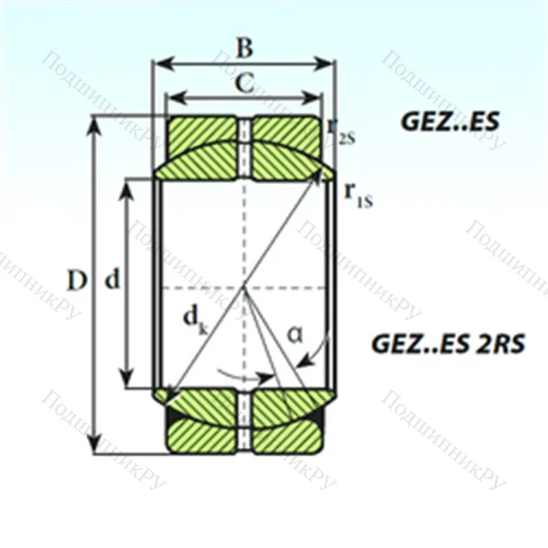 Подшипник скольжения сферический GEZ 50 ES 2RS
