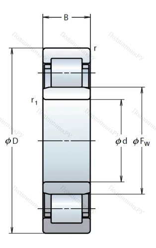 Роликовый цилиндрический подшипник NU 314 ET C 3