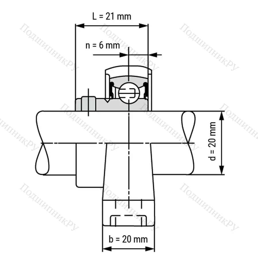 Подшипниковый узел SS KP 004 ST - Вал: 20 мм