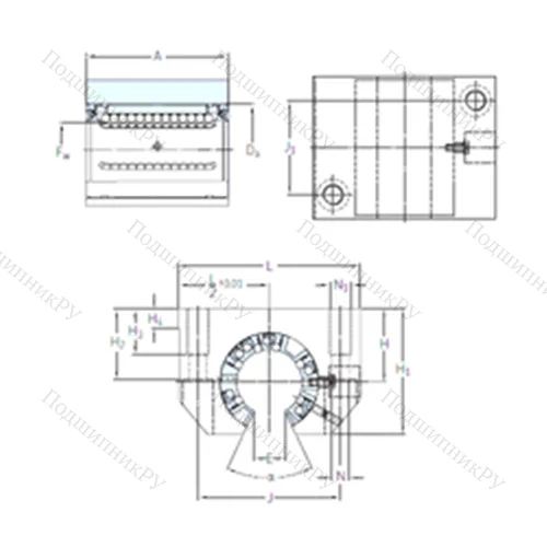 Подшипник шариковый линейный LUNF 30-2LS