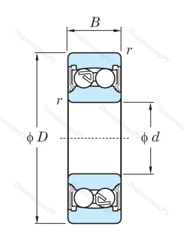 Двухрядный шариковый подшипник 2208 2RS от производителя  KOYO