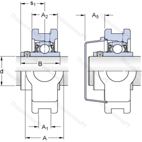 Натяжные подшипниковые узлы типа Y (литой корпус, крепление стопорными винтами) TU 13/16 TF