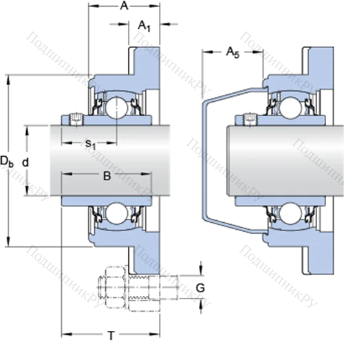 Фланцевые подшипниковые узлы типа Y (корпус типа Y-TECH, квадратный фланец, крепление стопорными винтами) FYWK 50 LTHR