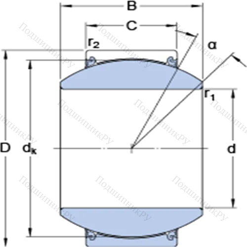 Радиальные сферические подшипники скольжения с контактными поверхностями сталь/сталь, требующие техобслуживания GEH 25 TXG 3E-2LS