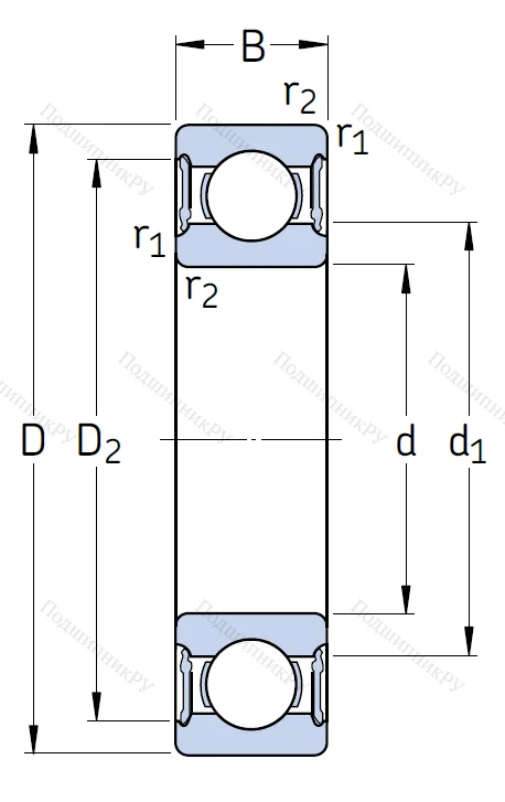 Однорядный шариковый подшипник 61803 2RS 1