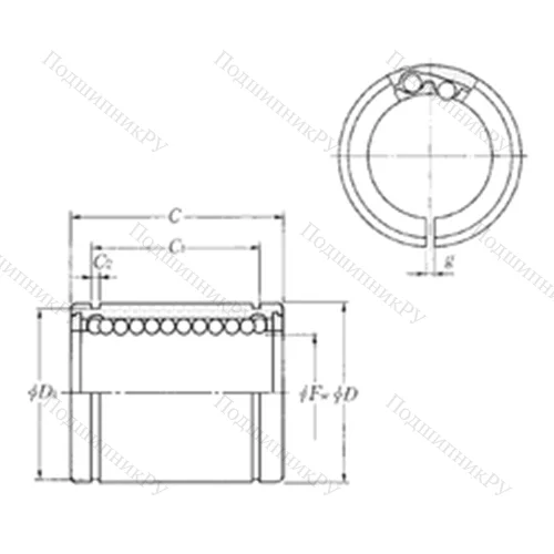 Подшипник шариковый линейный KLM 20S