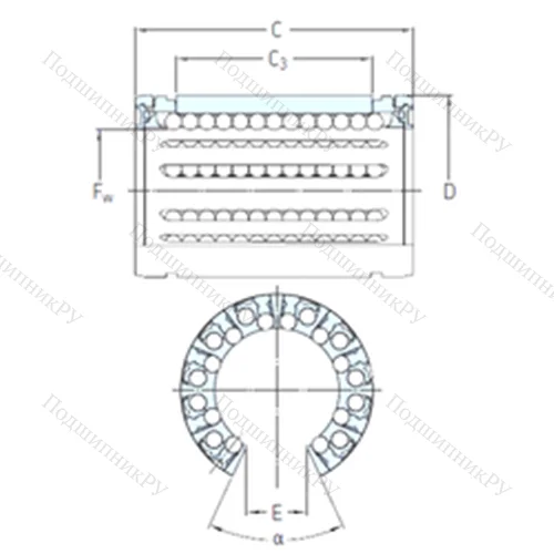 Подшипник шариковый линейный LBHT 50 A-2LS