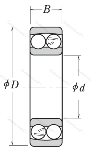 Двухрядный шариковый подшипник 2208 2RSTNG от производителя  NSK