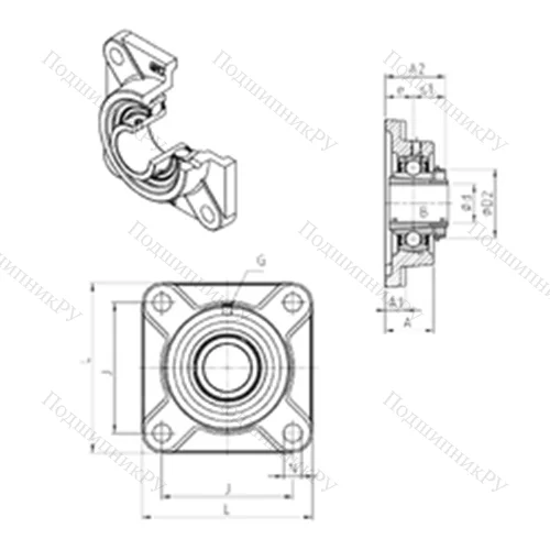 Подшипниковый узел шариковый радиальный UKF 326H