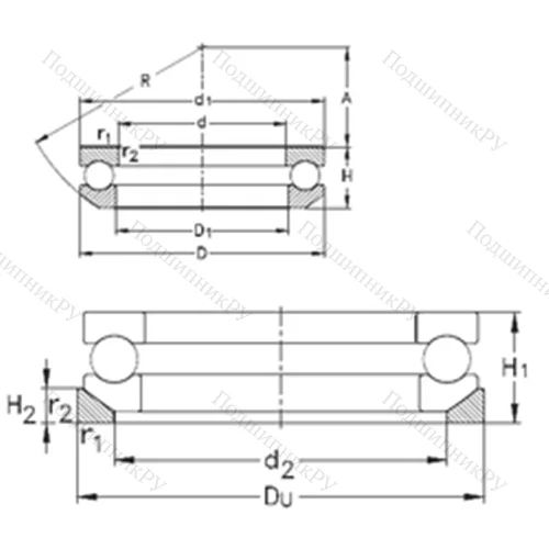 Подшипник шариковый упорный 53203+U 203