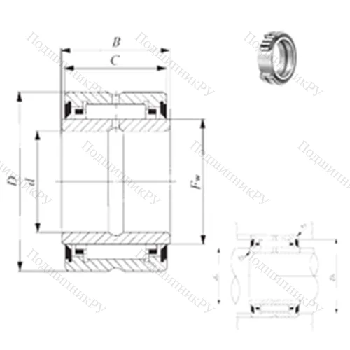 Подшипник игольчатый радиальный BRI 122416 UU