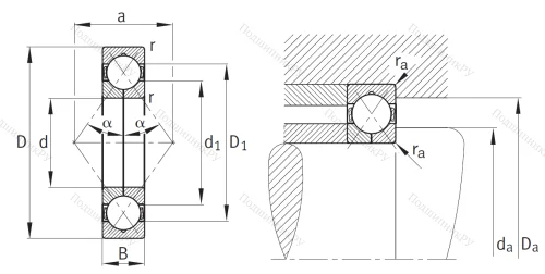 Радиально-упорный шариковый подшипник QJ 207 XL MPA от производителя  FAG