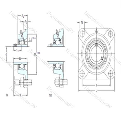 Подшипниковый узел шариковый радиальный FY 2.7/16 TF