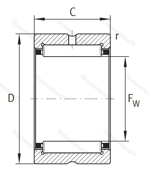 Игольчатый подшипник NK 26/16 XL