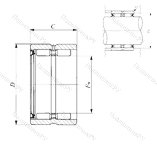 Подшипник игольчатый радиальный GBR 364828 U