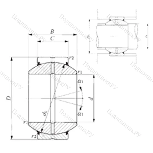 Подшипник скольжения сферический GE 30GS-2RS