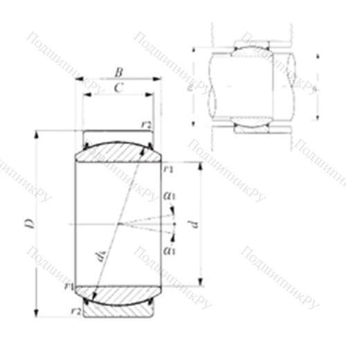Подшипник скольжения сферический GE 60EC-2RS