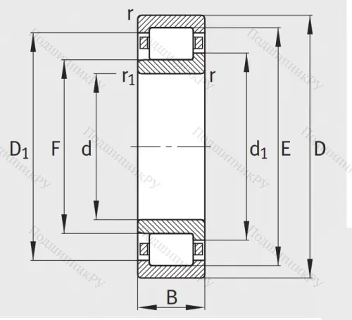 Роликовый цилиндрический подшипник NJ 310 E XL TVP 2