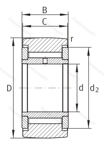 Игольчатый подшипник NATV 15 от производителя  INA