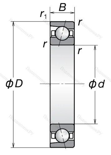 Однорядный шариковый подшипник 7200 AW от производителя  NSK