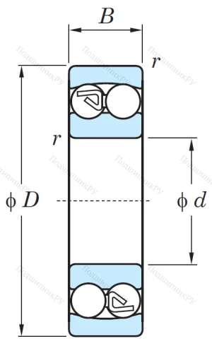 Двухрядный шариковый подшипник 2208 MG от производителя  KOYO