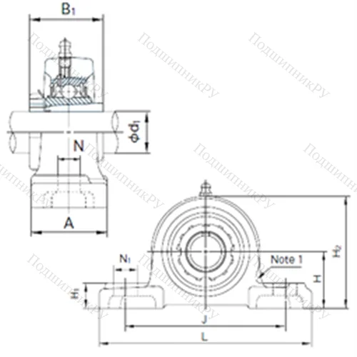 Подшипниковый узел шариковый радиальный UKP 326+H 2326
