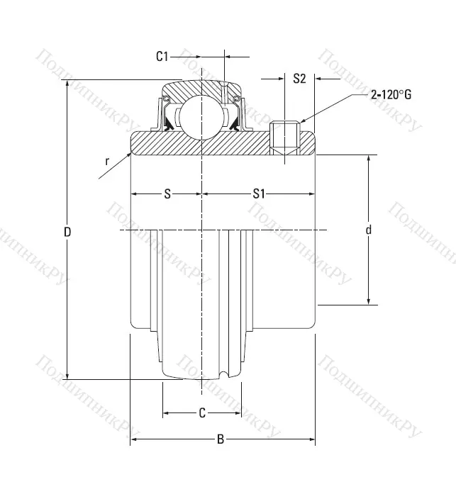 Корпусный подшипник UC 209-28