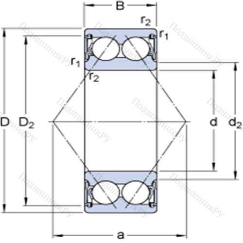 Двухрядные радиально-упорные шарикоподшипники 3201 A-2RS 1 от производителя  SKF
