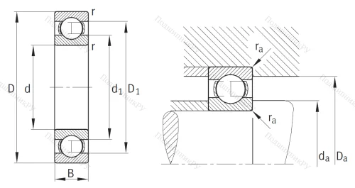 Однорядный шариковый подшипник 16009 A от производителя  FAG