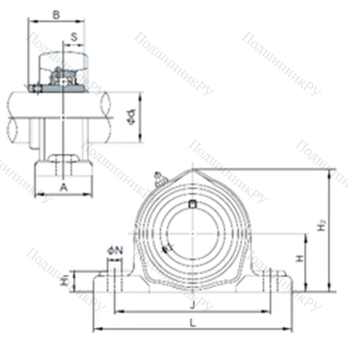 Подшипниковый узел шариковый радиальный UCPK 318