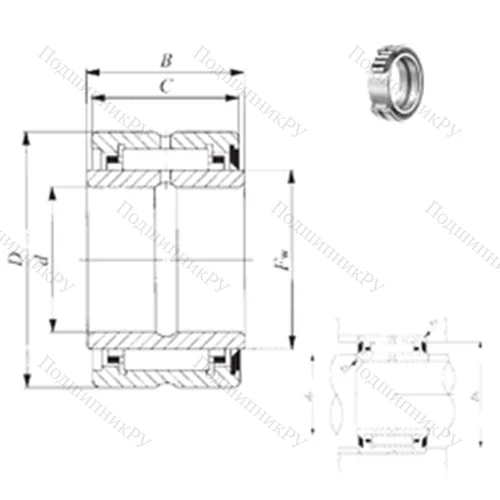 Подшипник игольчатый радиальный BRI 142620 U