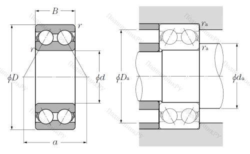 Двухрядный шариковый подшипник 5206 S от производителя  NTN