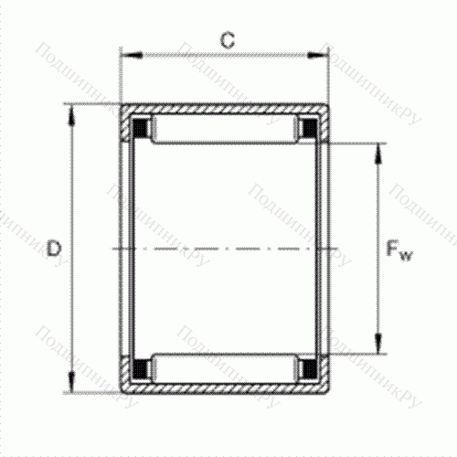 Подшипник роликовый игольчатый с одним наружным штампованным кольцом SCE 36