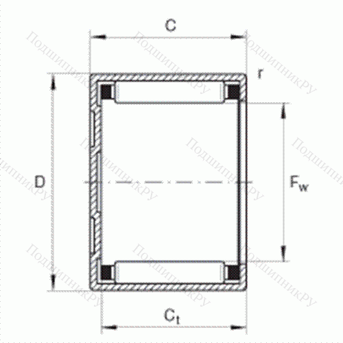 Подшипник роликовый игольчатый с одним наружным штампованным кольцом, закрытым с одной стороны BK 3016