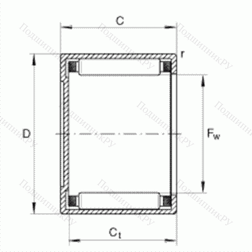 Подшипник роликовый игольчатый с одним наружным штампованным кольцом, закрытым с одной стороны BK 1812