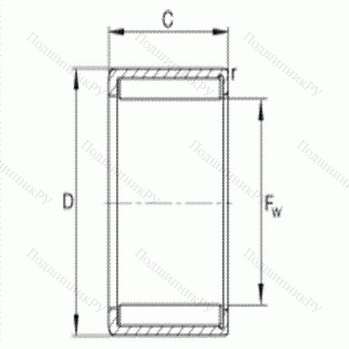 Подшипник роликовый игольчатый с одним наружным штампованным кольцом HN 1816