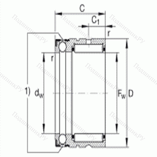 Шарикоподшипник упорный комбинированный с игольчатыми роликами NX 25
