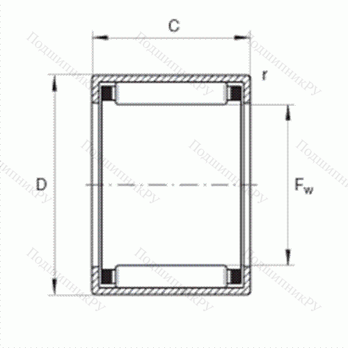 Подшипник роликовый игольчатый с одним наружным штампованным кольцом HK 3012